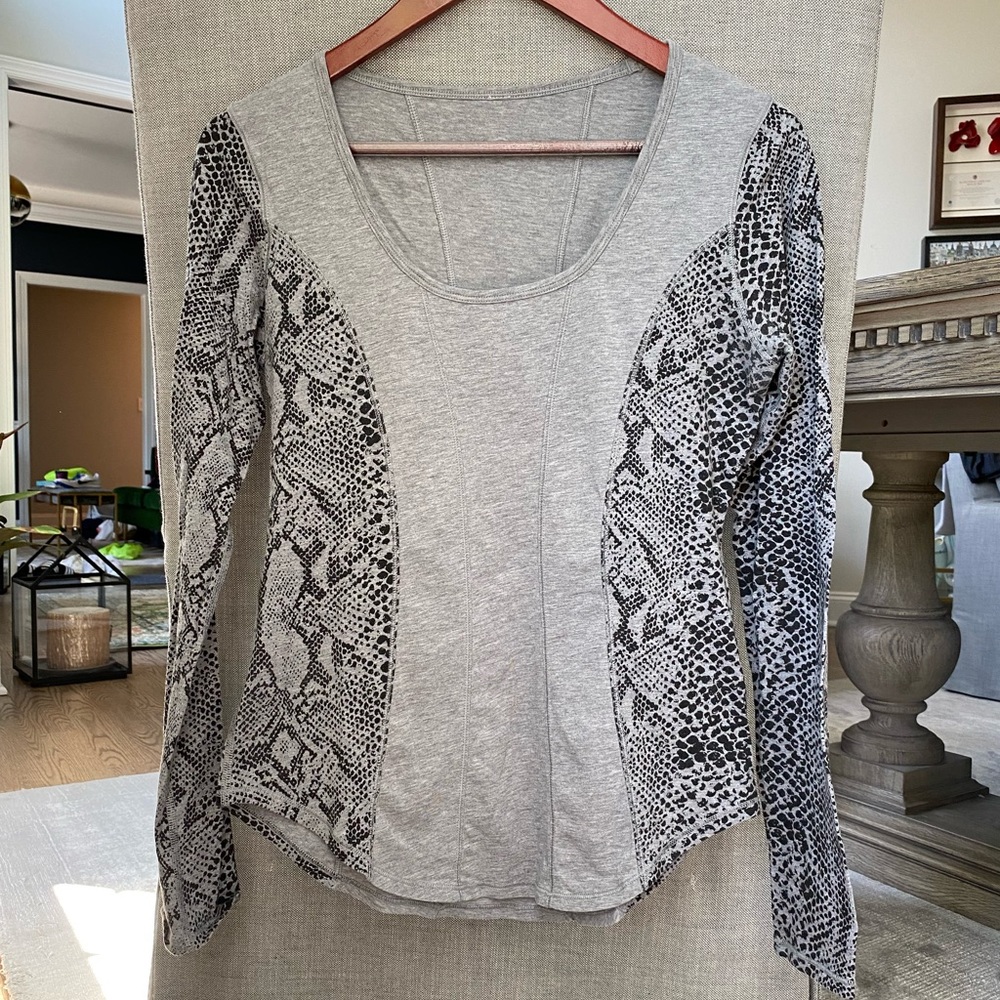 Lululemon Long Sleeve Snake Print Detail Top